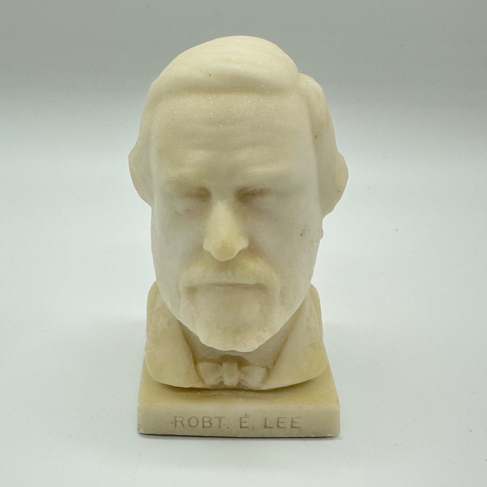 Vintage 1966 Robert E Lee Bust Sculpture Hand Carved Stone 5 Inch